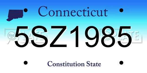 5SZ1985 Connecticut License Plate