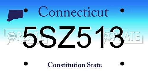 5SZ513 Connecticut License Plate