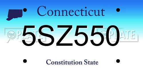 5SZ550 Connecticut License Plate