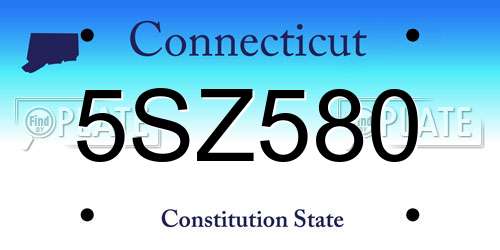 5SZ580 Connecticut License Plate