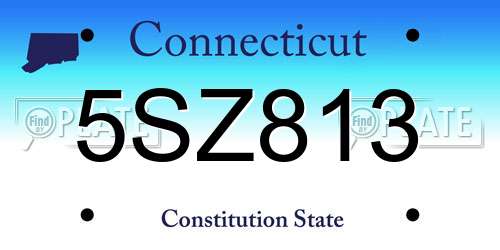 5SZ813 Connecticut License Plate
