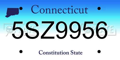 5SZ9956 Connecticut License Plate