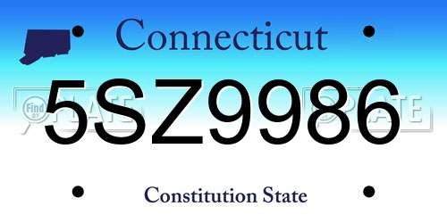 5SZ9986 Connecticut License Plate