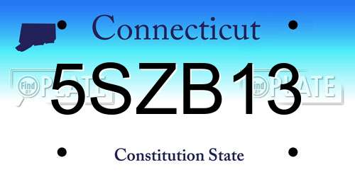5SZB13 Connecticut License Plate