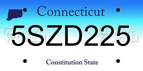 5SZD225 Connecticut License Plate