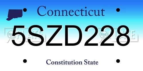 5SZD228 Connecticut License Plate