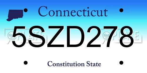 5SZD278 Connecticut License Plate