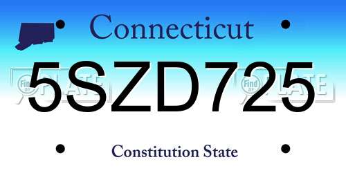 5SZD725 Connecticut License Plate