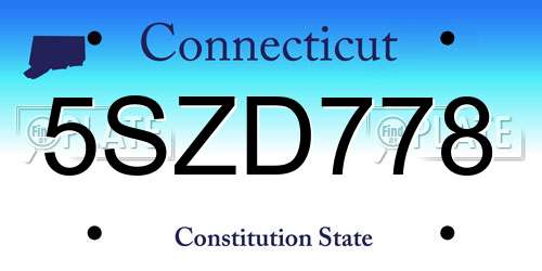 5SZD778 Connecticut License Plate