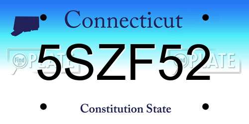 5SZF52 Connecticut License Plate
