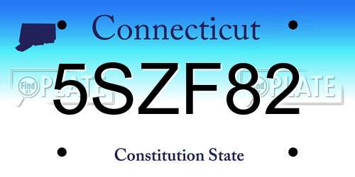 5SZF82 Connecticut License Plate