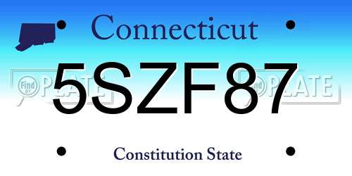 5SZF87 Connecticut License Plate