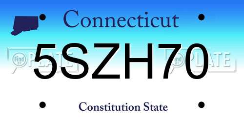 5SZH70 Connecticut License Plate