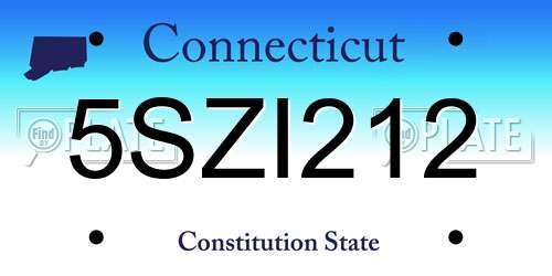 5SZI212 Connecticut License Plate