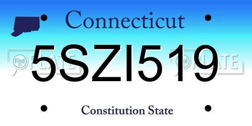 5SZI519 Connecticut License Plate