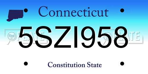 5SZI958 Connecticut License Plate