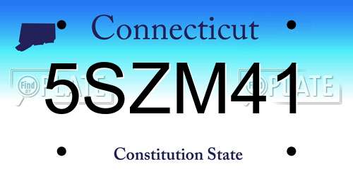 5SZM41 Connecticut License Plate