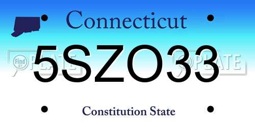 5SZO33 Connecticut License Plate