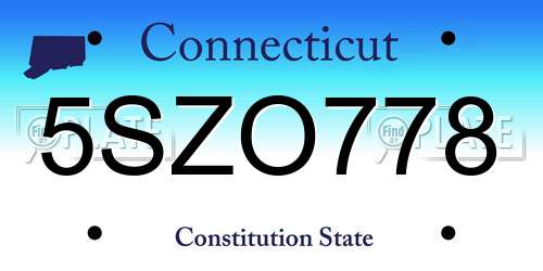 5SZO778 Connecticut License Plate