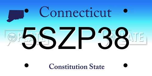 5SZP38 Connecticut License Plate