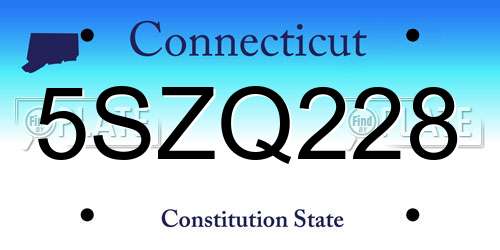 5SZQ228 Connecticut License Plate
