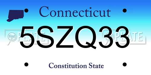 5SZQ33 Connecticut License Plate