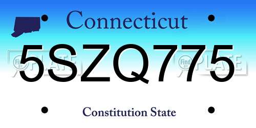 5SZQ775 Connecticut License Plate
