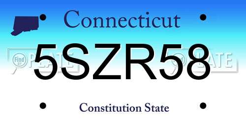5SZR58 Connecticut License Plate