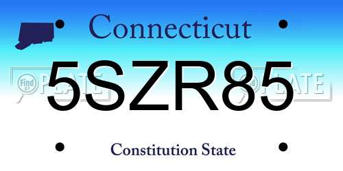 5SZR85 Connecticut License Plate