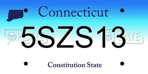 5SZS13 Connecticut License Plate