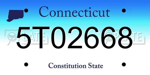 5T02668 Connecticut License Plate