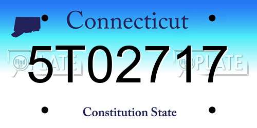 5T02717 Connecticut License Plate