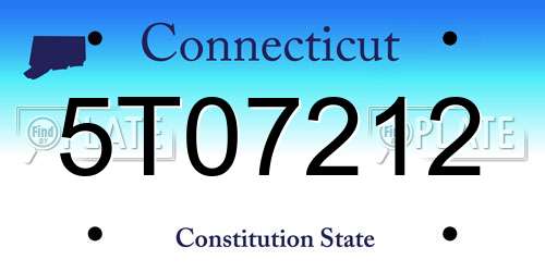 5T07212 Connecticut License Plate