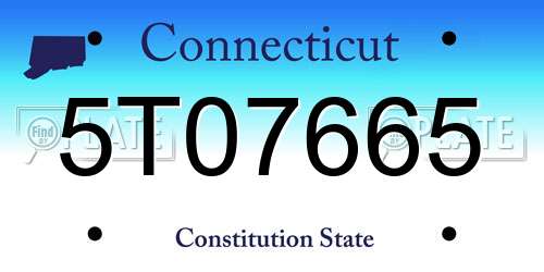 5T07665 Connecticut License Plate