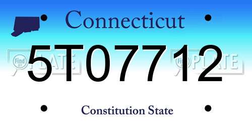 5T07712 Connecticut License Plate