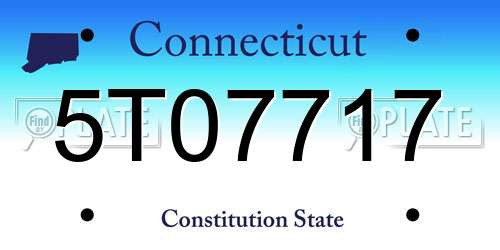 5T07717 Connecticut License Plate
