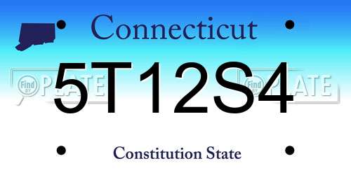5T12S4 Connecticut License Plate