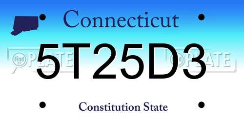 5T25D3 Connecticut License Plate