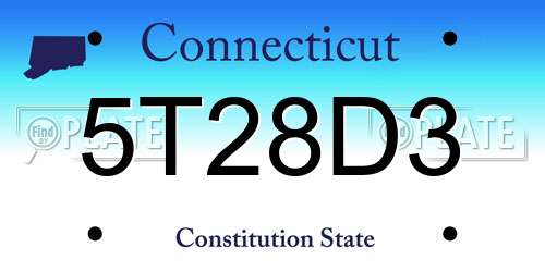 5T28D3 Connecticut License Plate