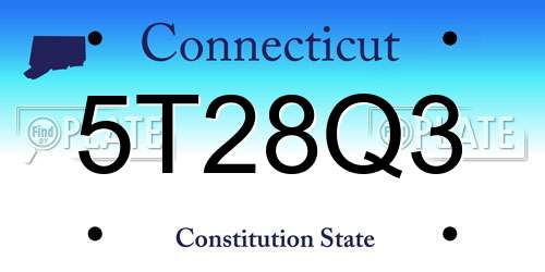 5T28Q3 Connecticut License Plate