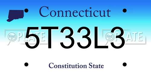 5T33L3 Connecticut License Plate