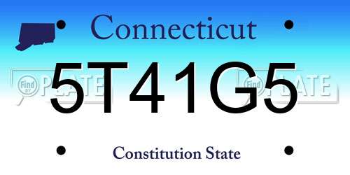 5T41G5 Connecticut License Plate