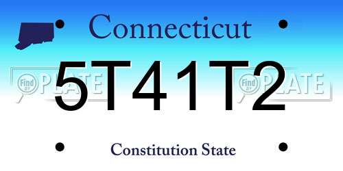 5T41T2 Connecticut License Plate