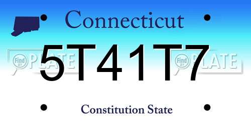 5T41T7 Connecticut License Plate