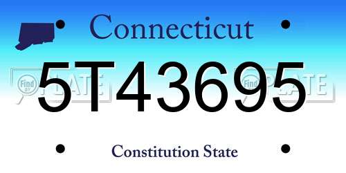 5T43695 Connecticut License Plate