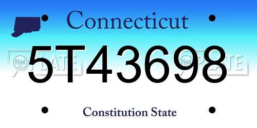 5T43698 Connecticut License Plate