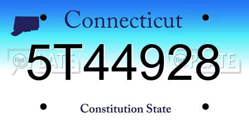 5T44928 Connecticut License Plate