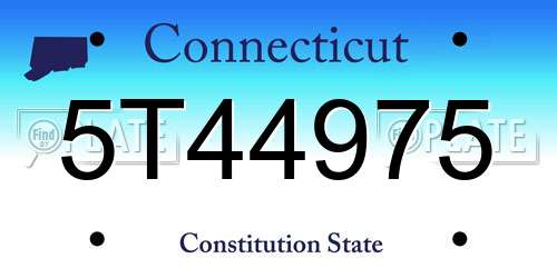5T44975 Connecticut License Plate