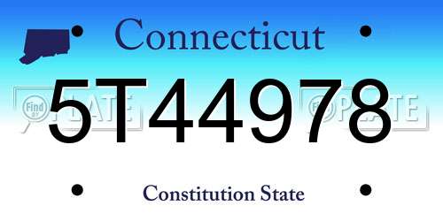 5T44978 Connecticut License Plate