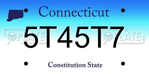 5T45T7 Connecticut License Plate